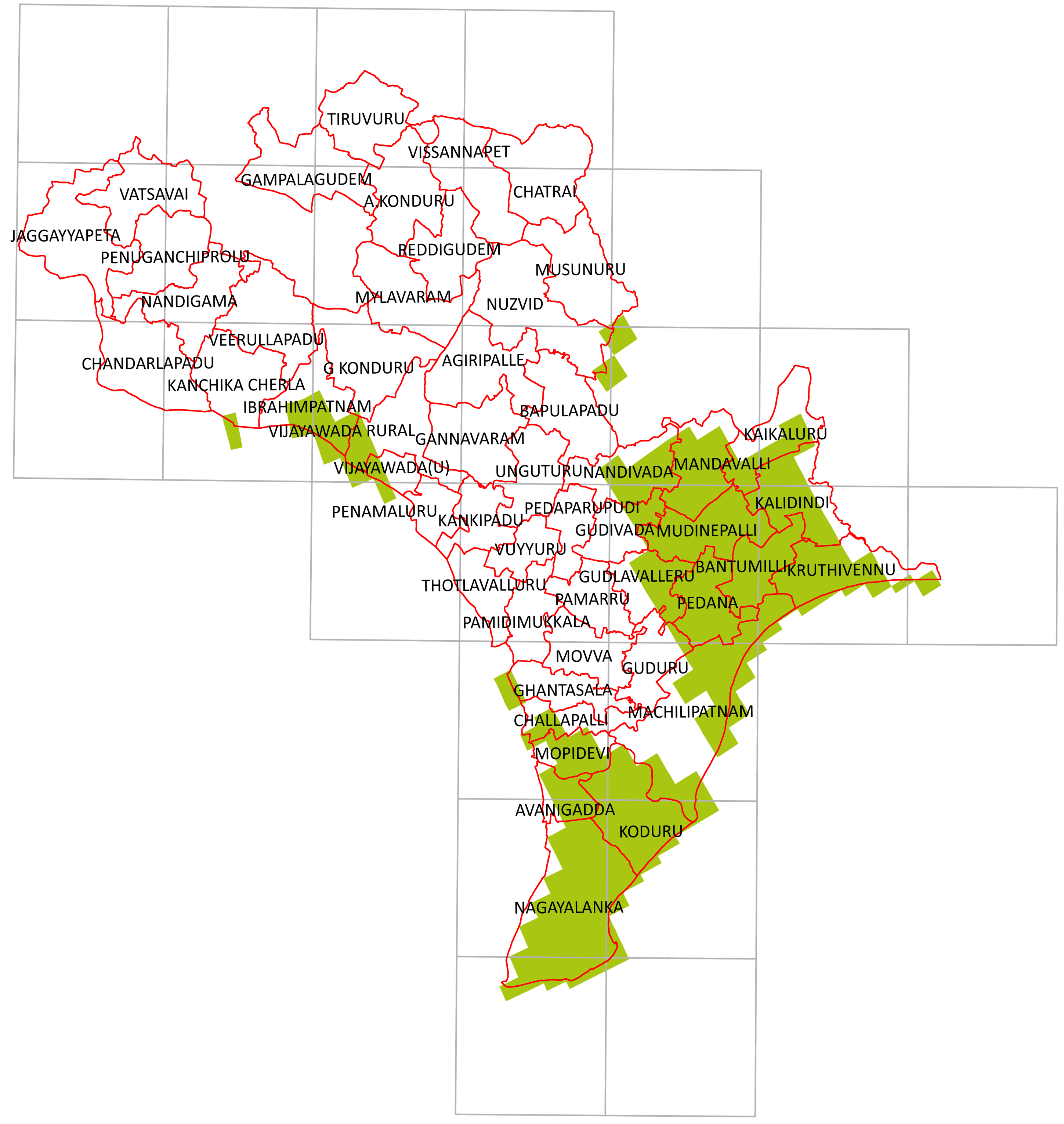 Storm surge inundation map for cyclone with wind speed 